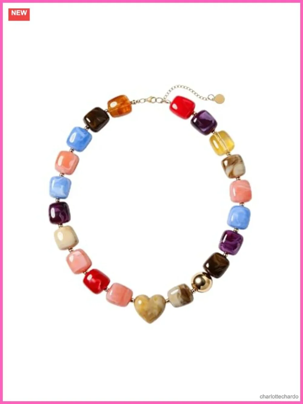 Handmade Resin Beaded Statement Necklace Adjustable Choker for Women